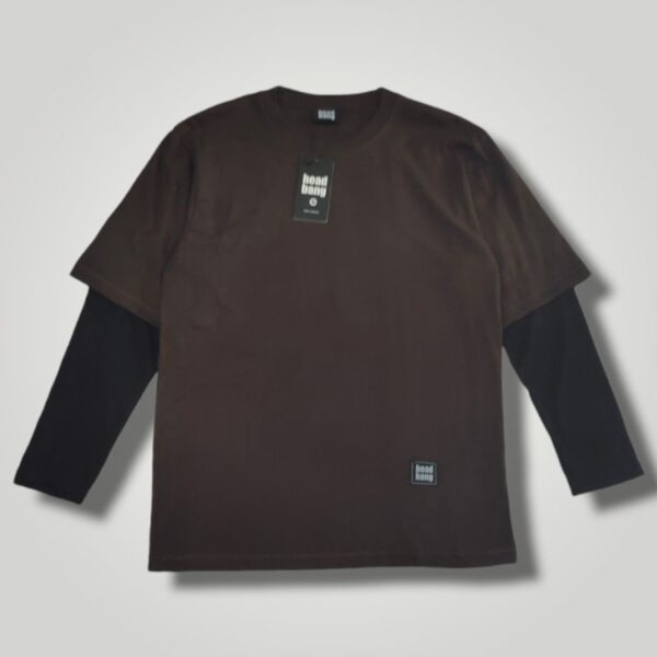 Head Bang Longsleeve Double Sleeve Coklat Kopi 24s
