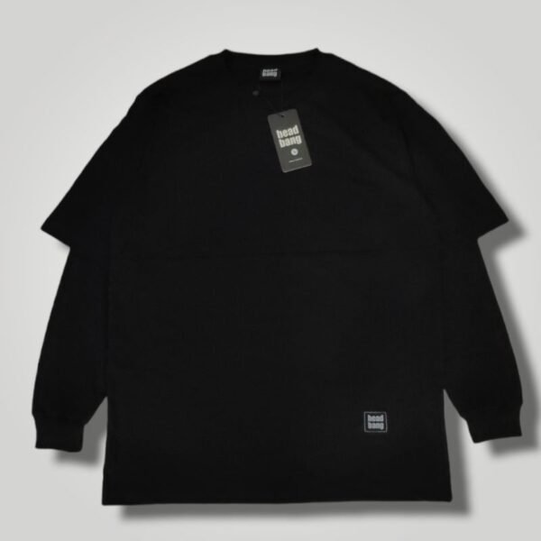 Head Bang Longsleeve Double Sleeve Spesial 24s Lengan Rib