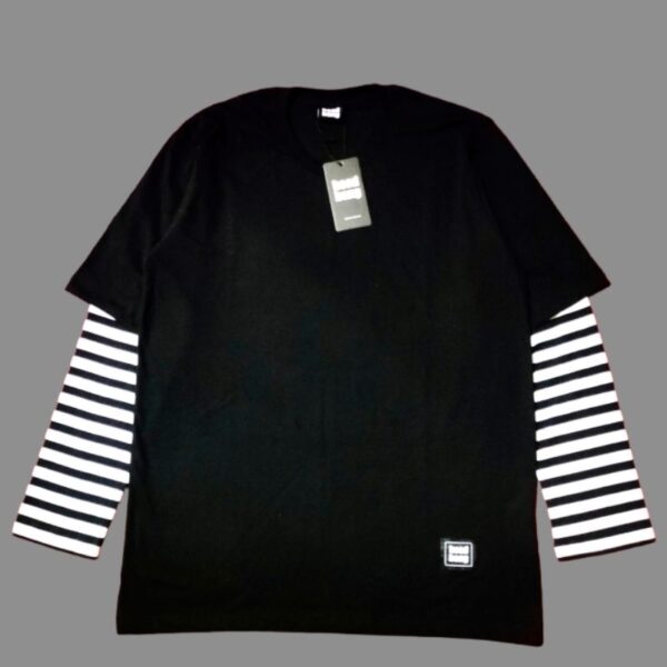 Head Bang Longsleeve Double Sleeve Stripe Black White