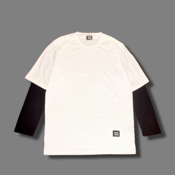 Head Bang Longsleeve Double Sleeve White Black 24s